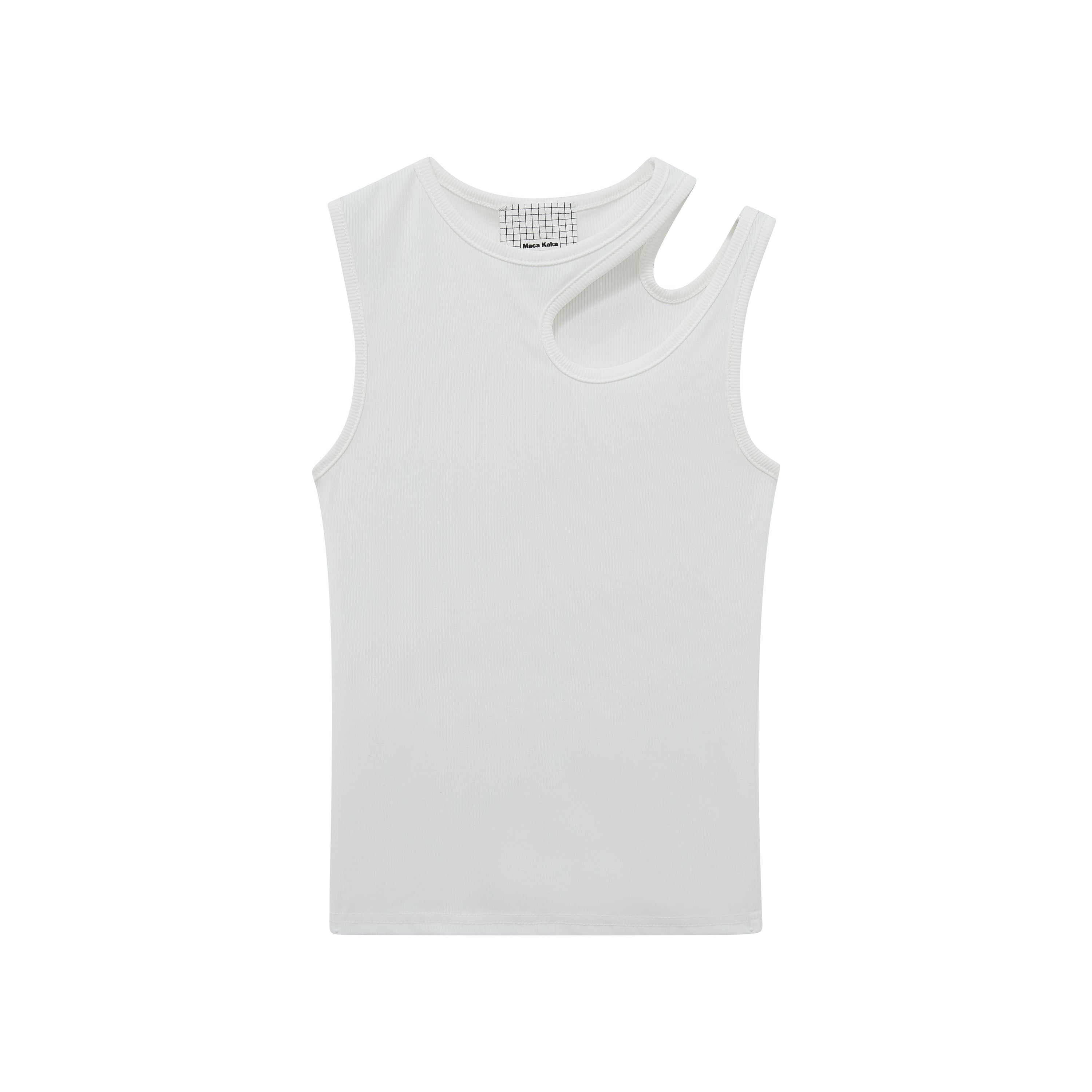 White Off-Shoulder Fitted Vest