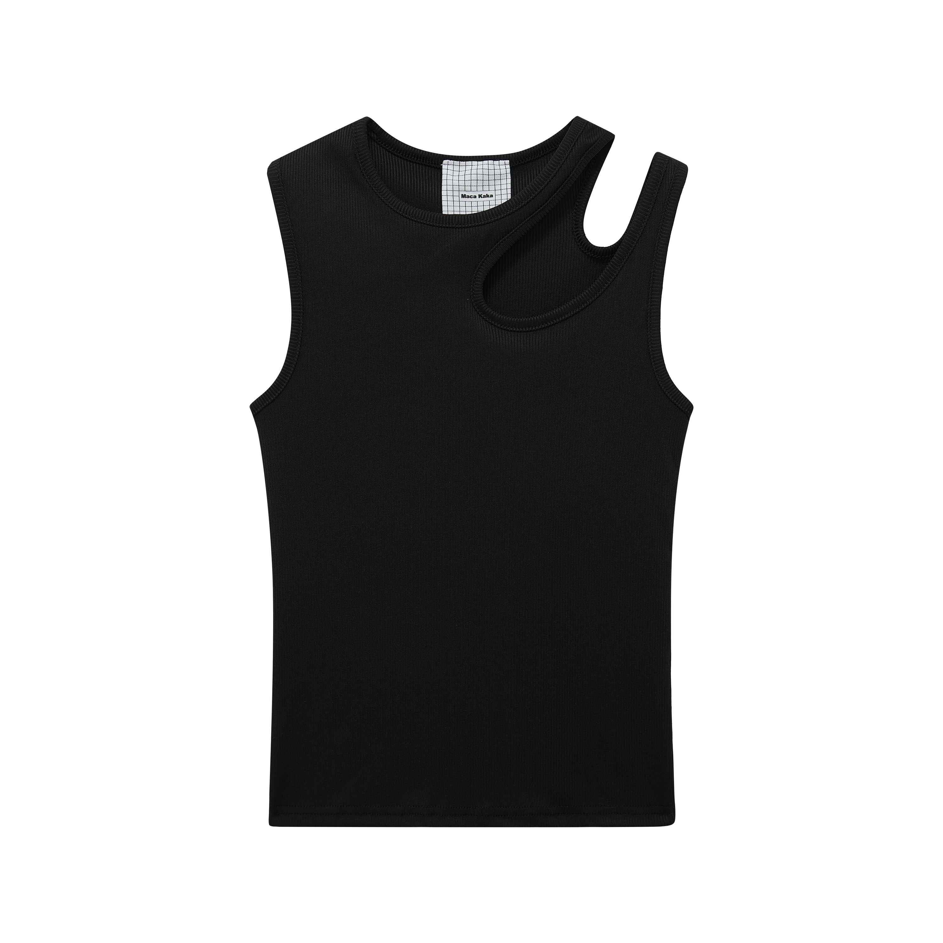 Black Off-Shoulder Fitted Vest