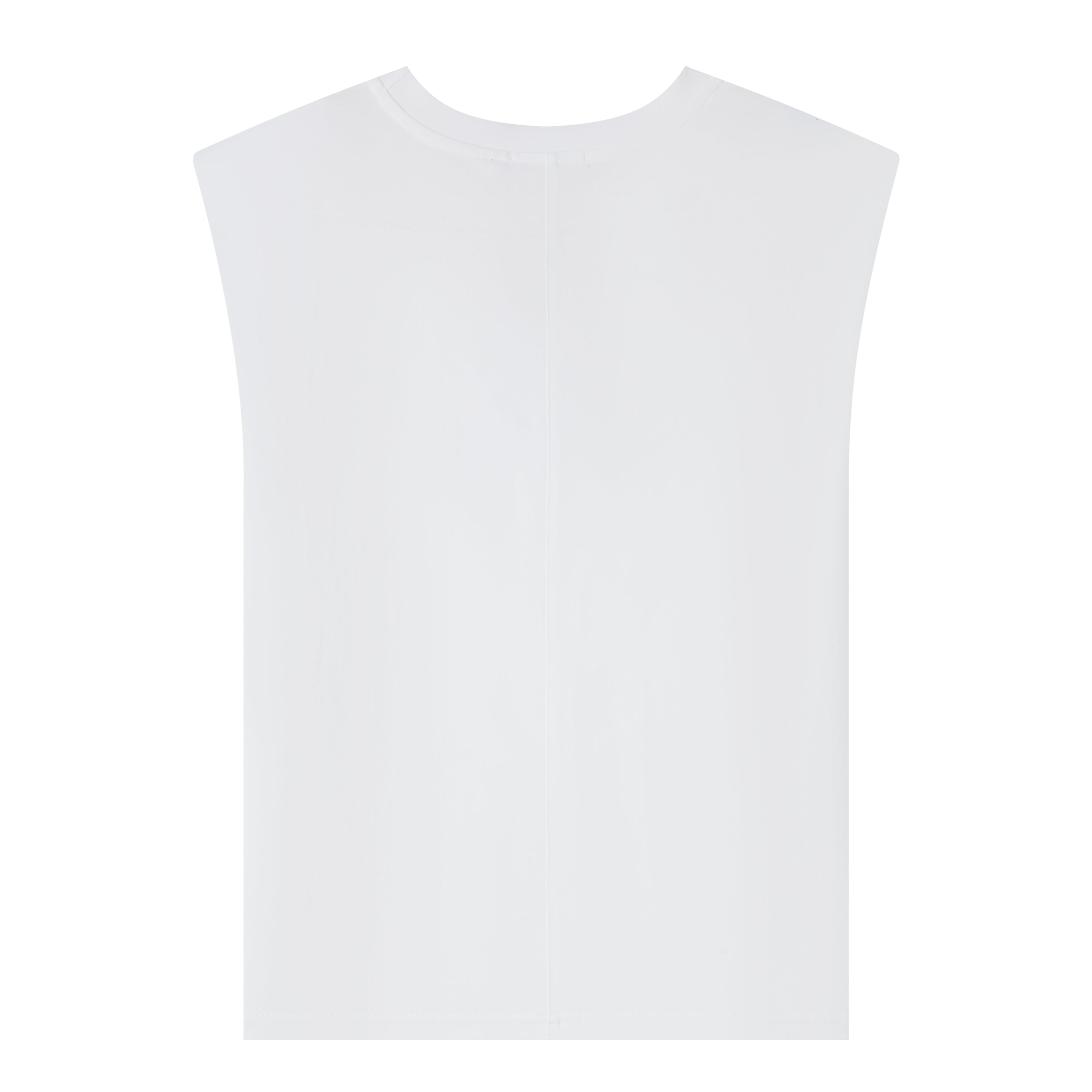 White Shoulder Pad Sleeveless Top