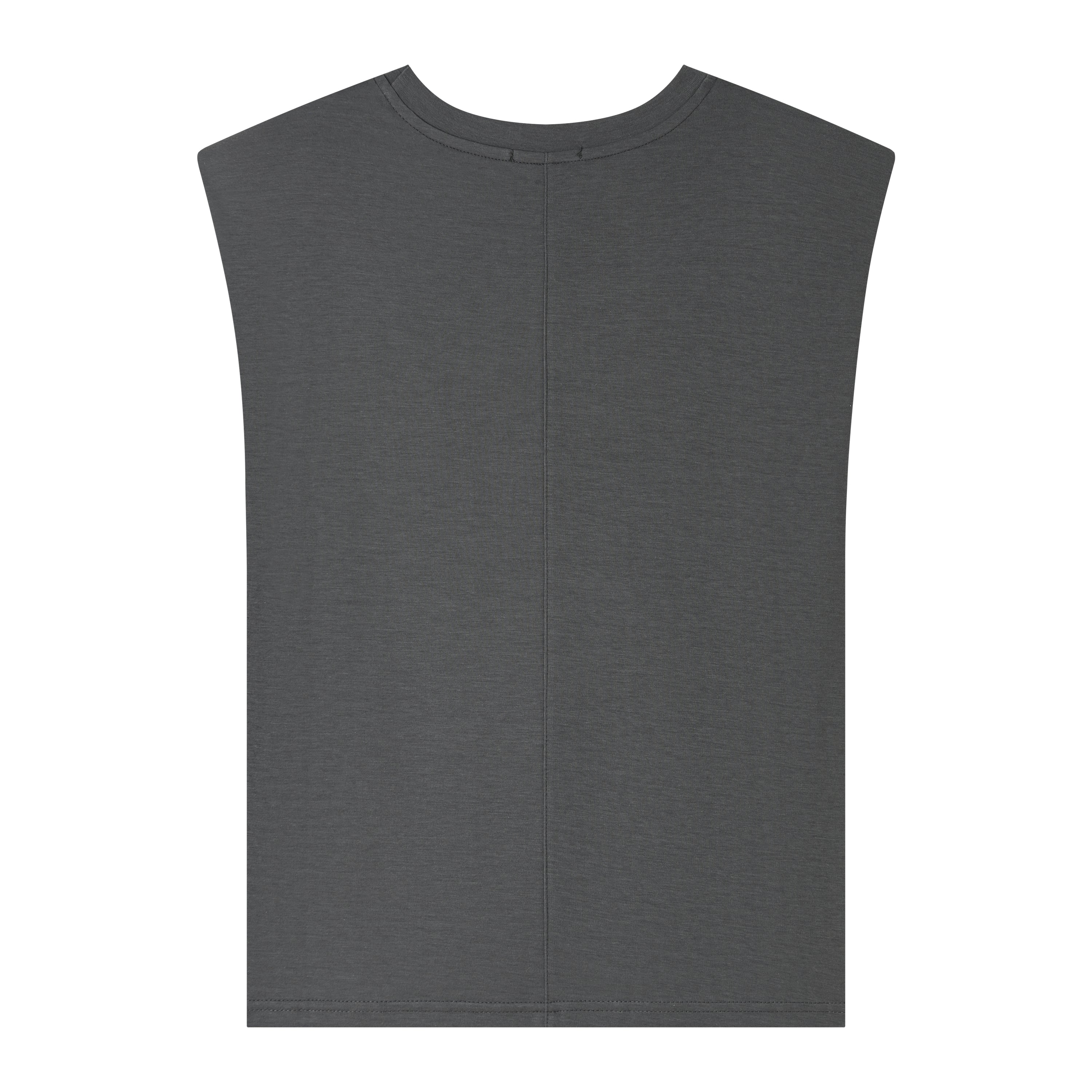 Grey Shoulder Pad Sleeveless Top