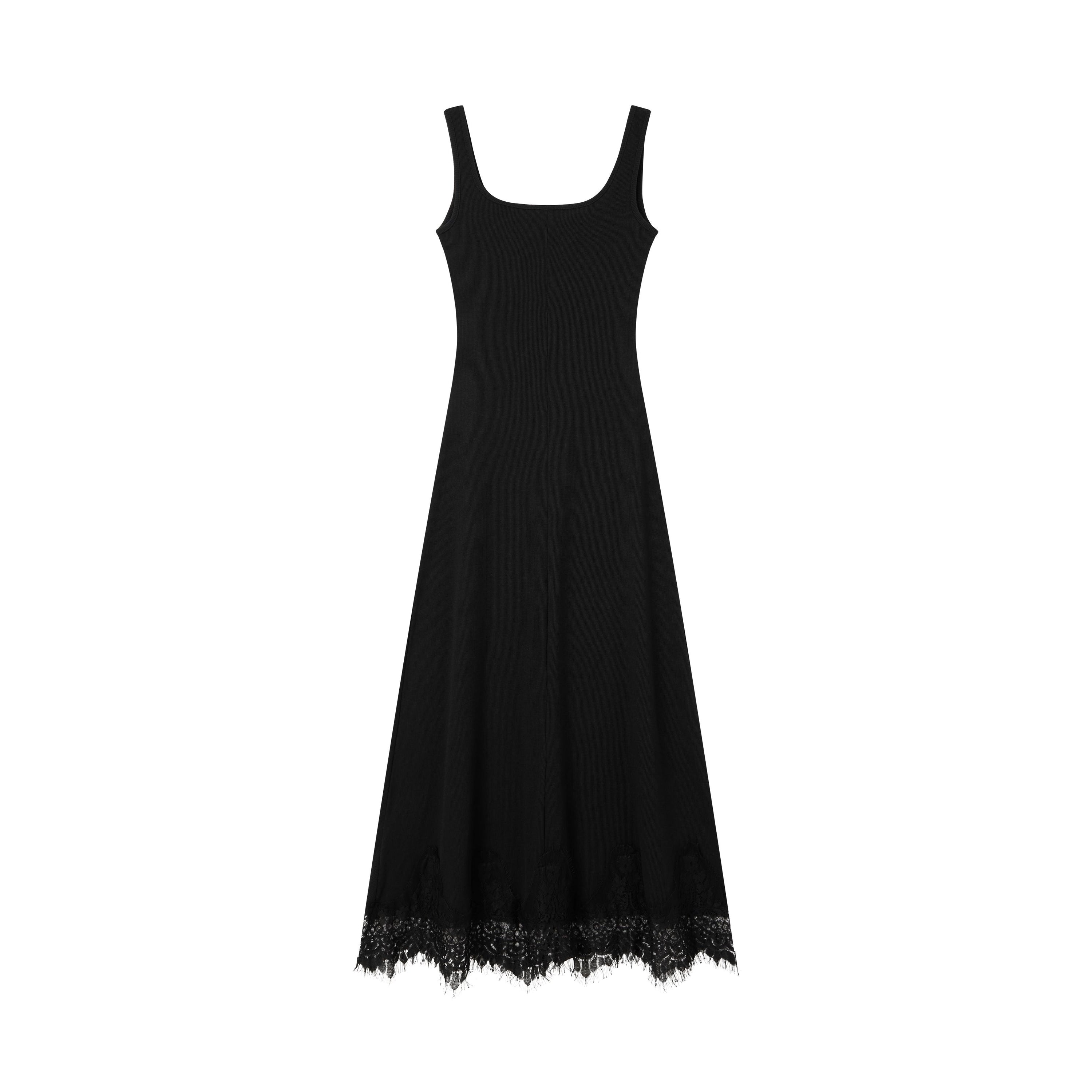 Black Lace Panel Casual Dress