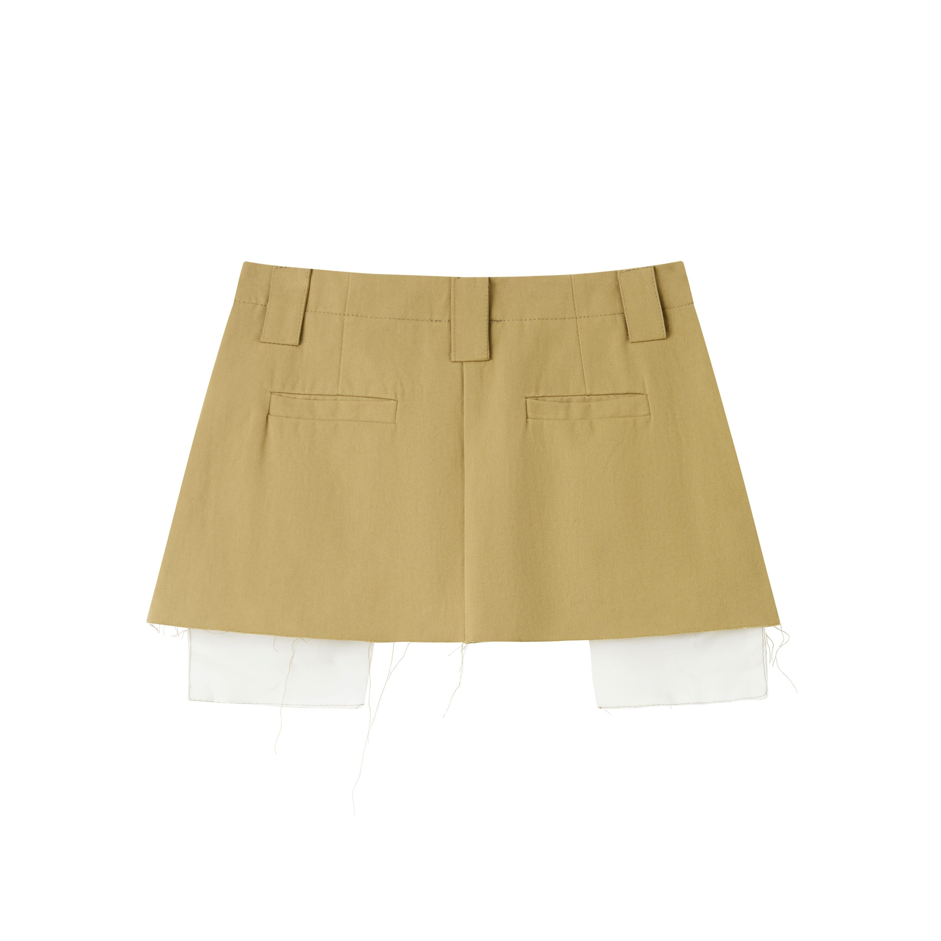 Khaki Low Waist Two Piece Raw Edge Short Skirt