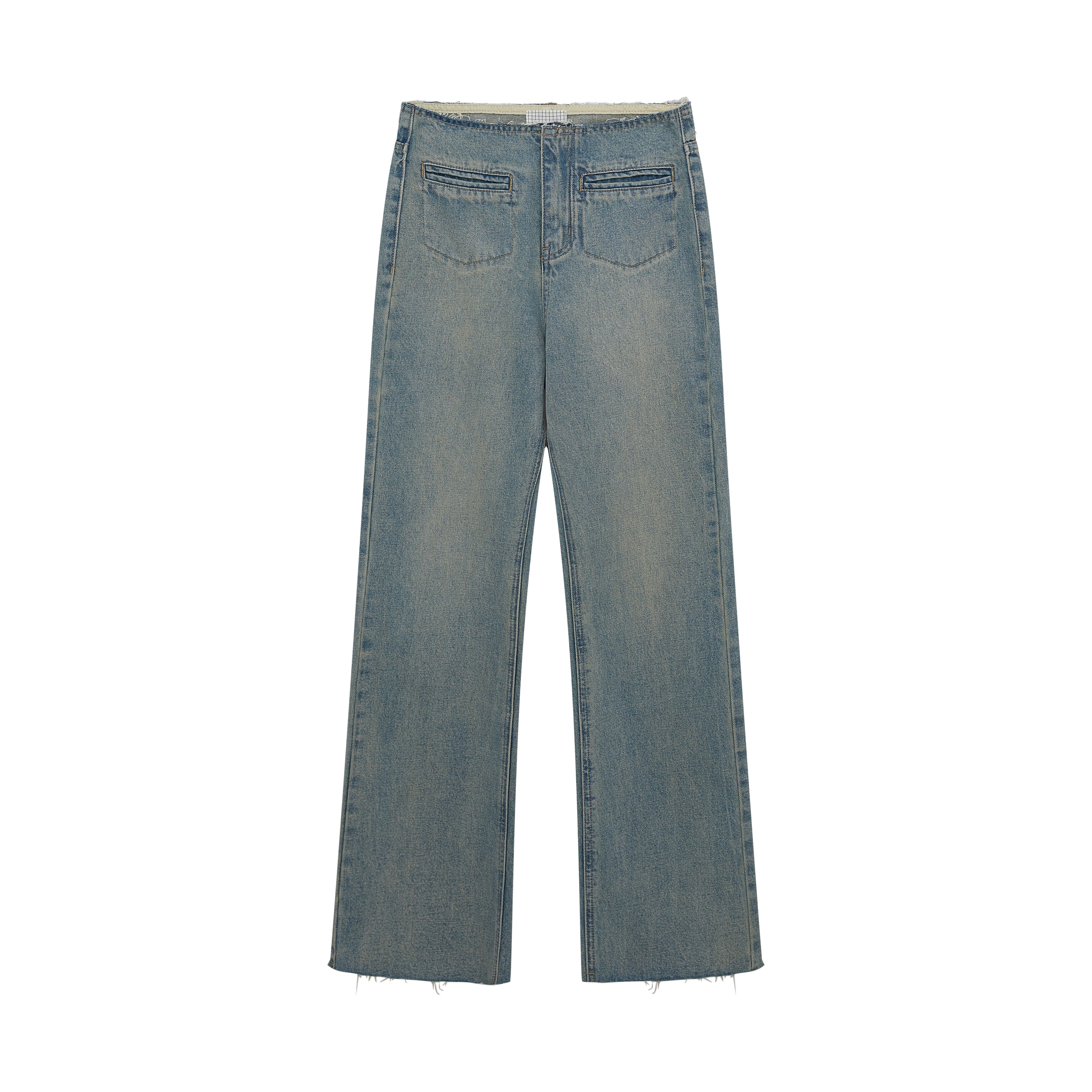 Straight Pocket Raw Edge Denim Trousers