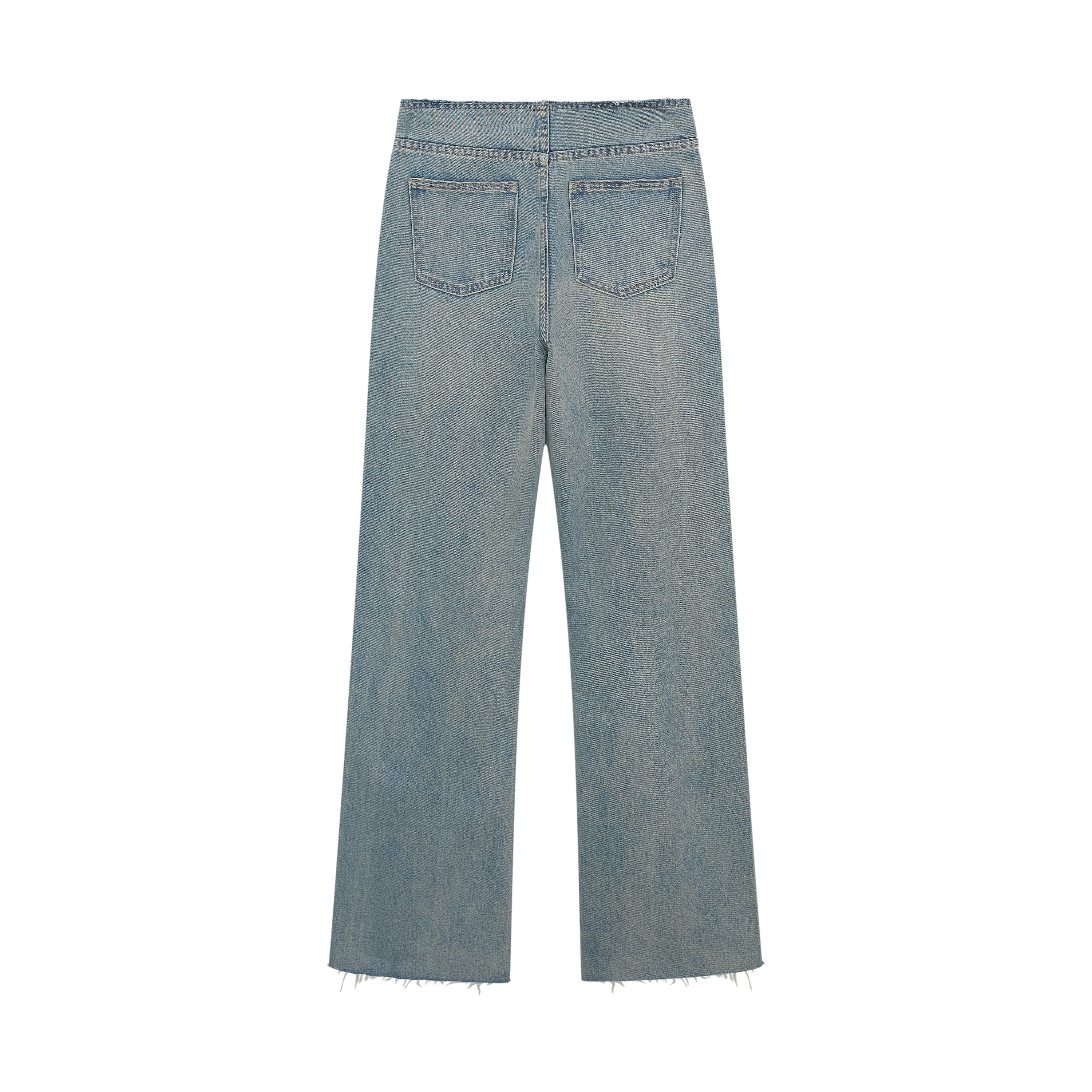 Straight Pocket Raw Edge Denim Trousers