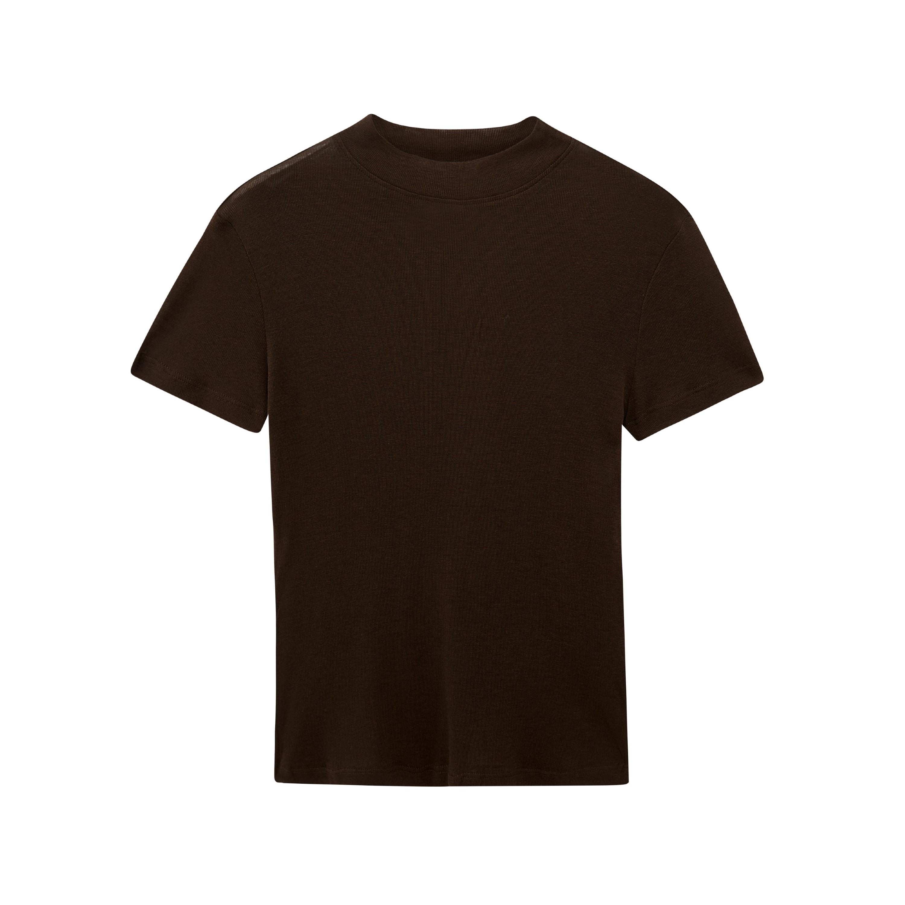 Brown Wool Short-Sleeved Top