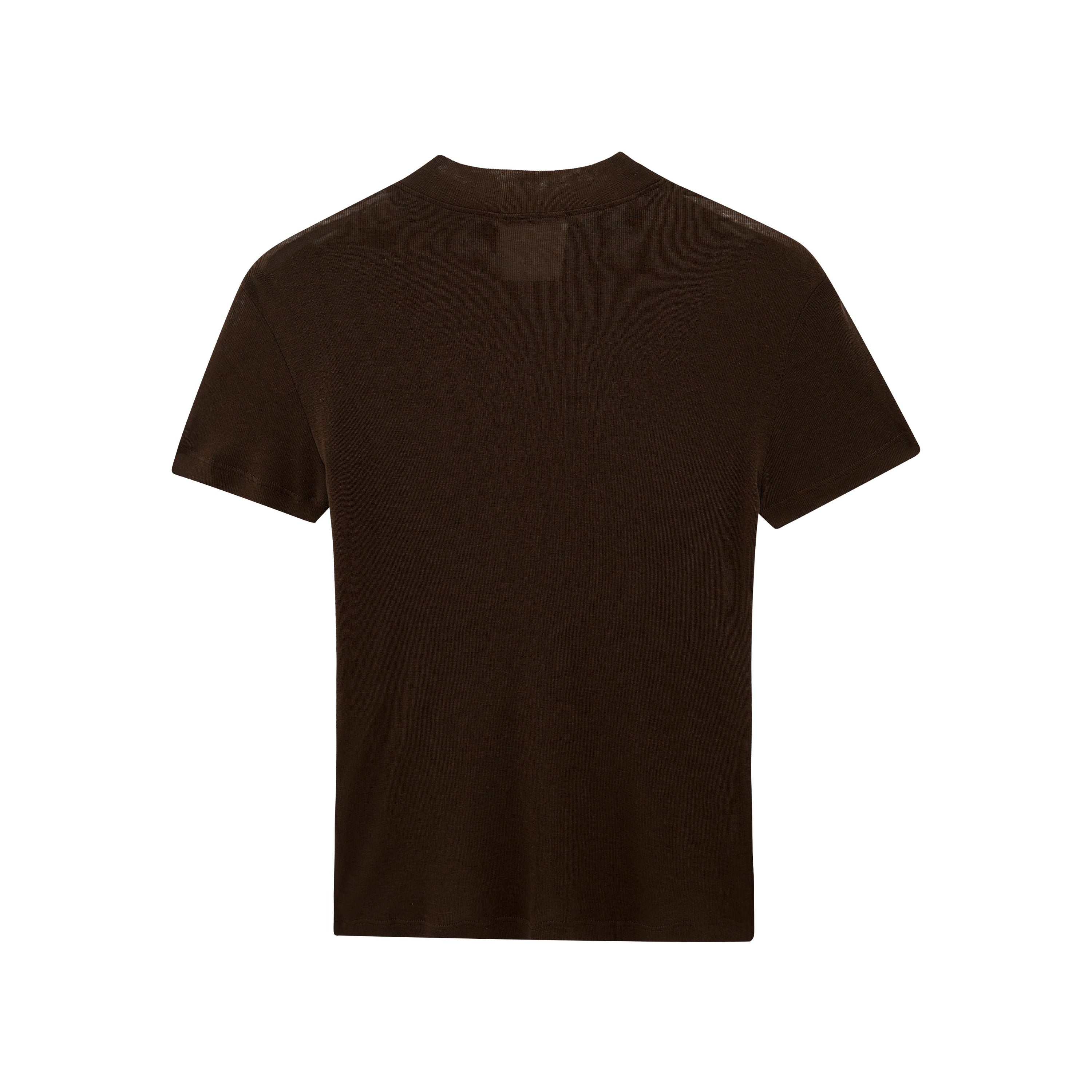 Brown Wool Short-Sleeved Top