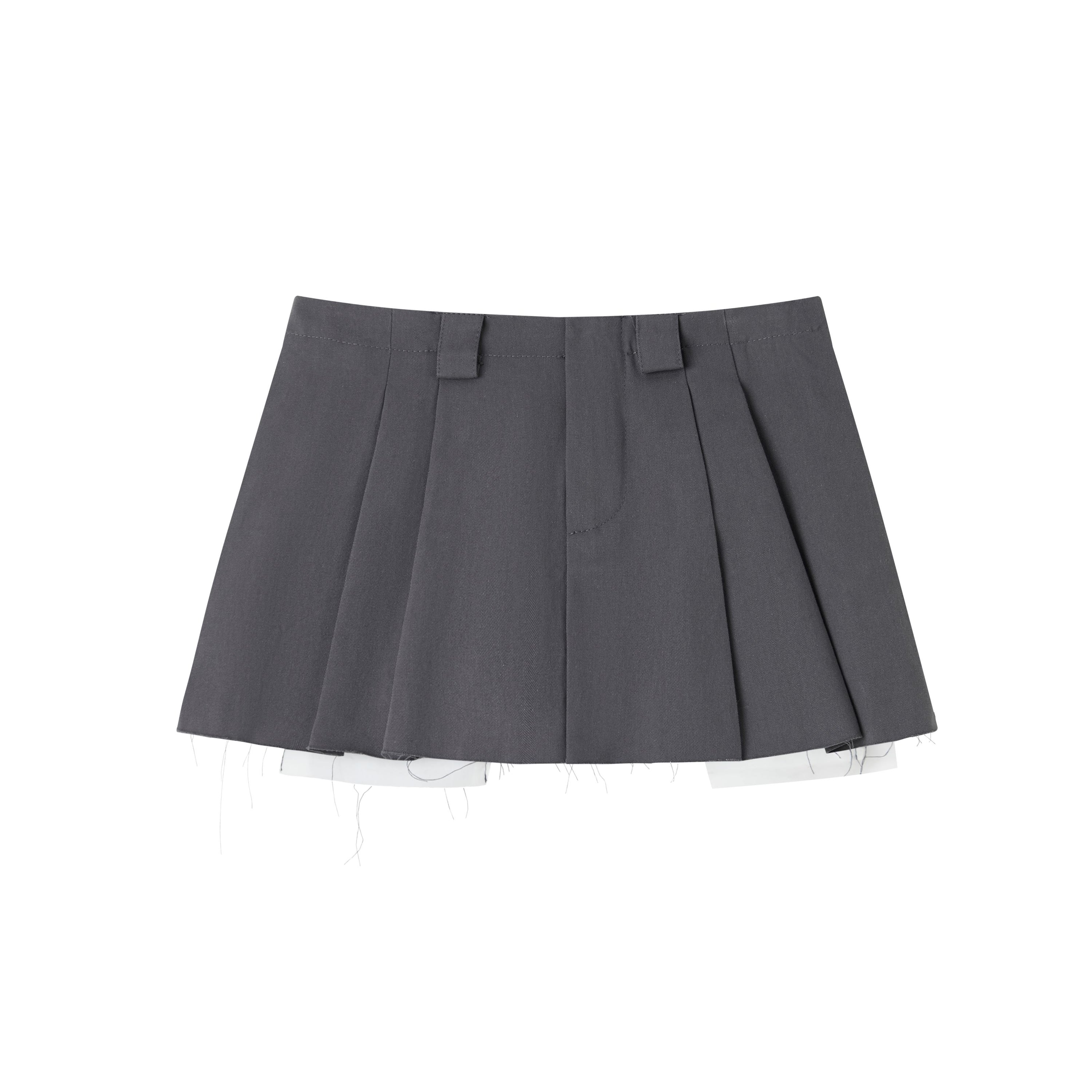 Grey Low Waist Two Piece Raw Edge Short Skirt