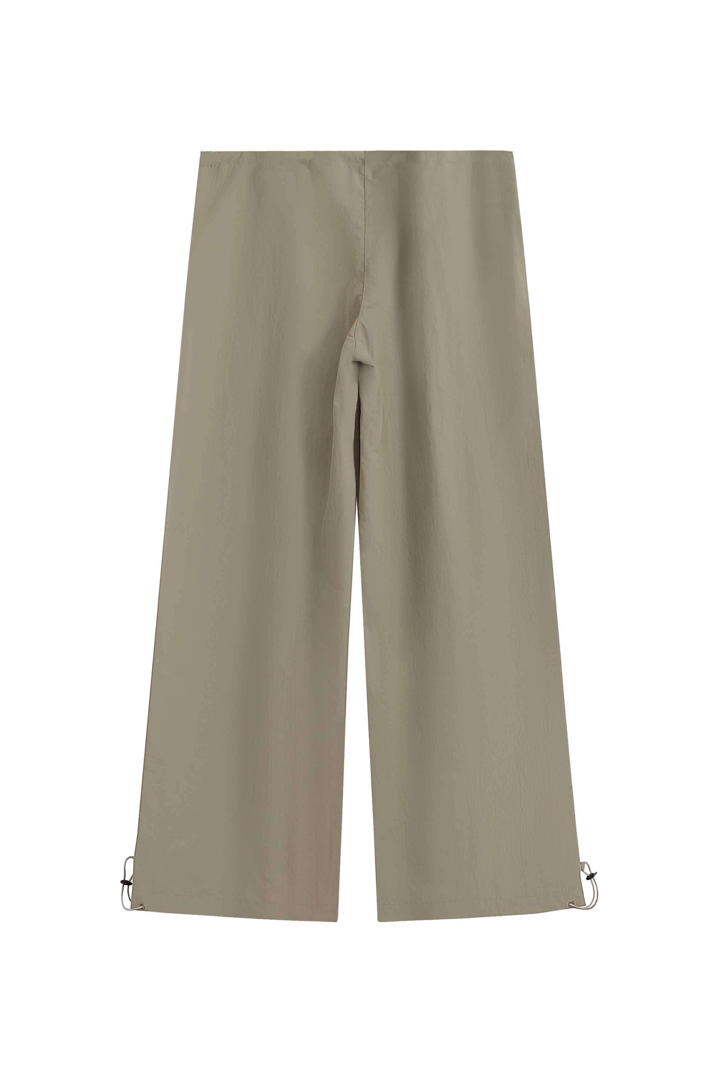 Khaki Drawstring Wide-Leg Pants