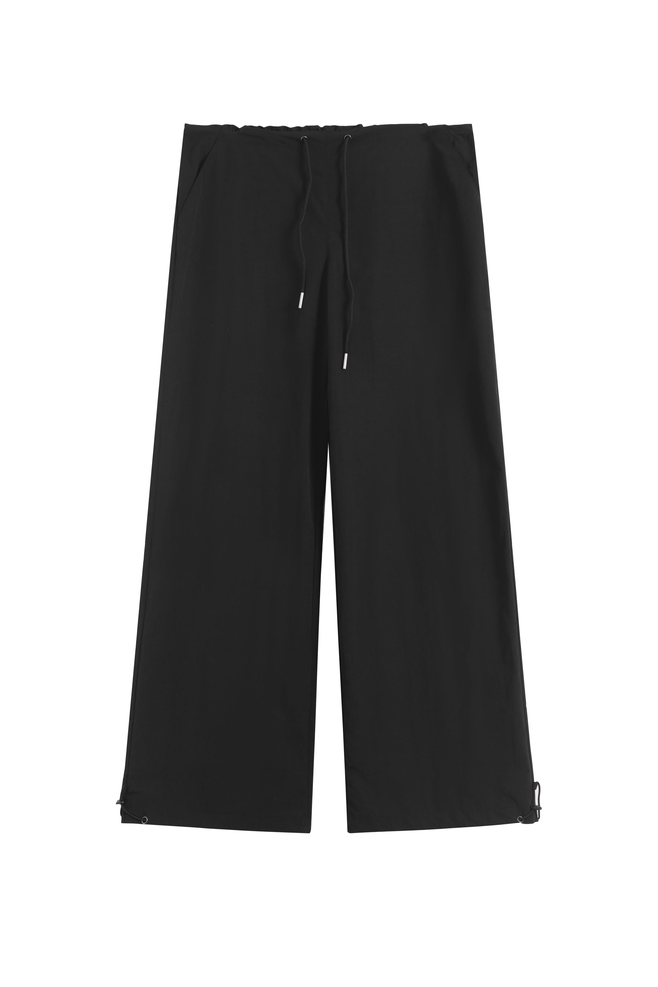 Black Drawstring Wide-Leg Pants