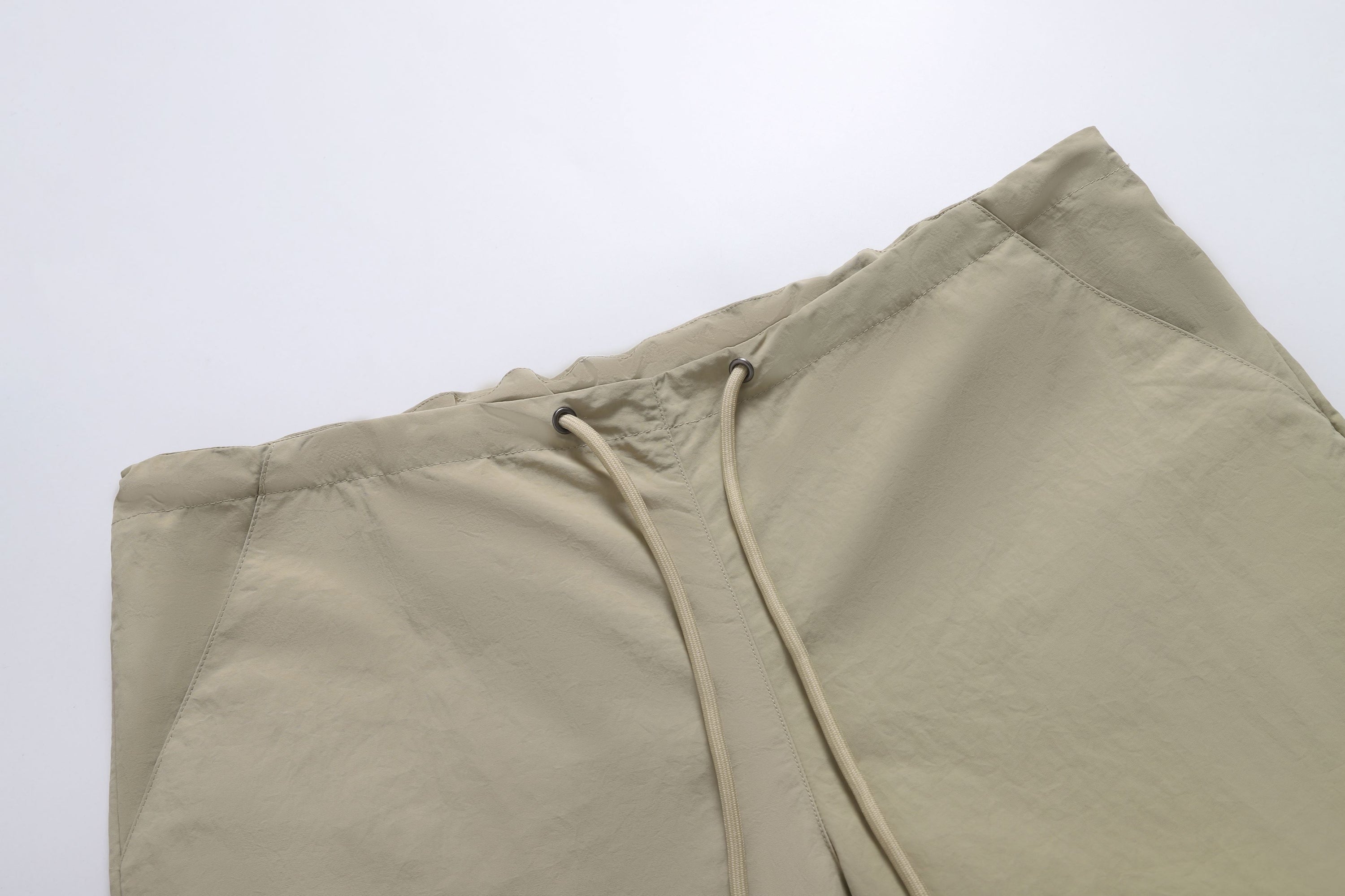 Khaki Drawstring Wide-Leg Pants