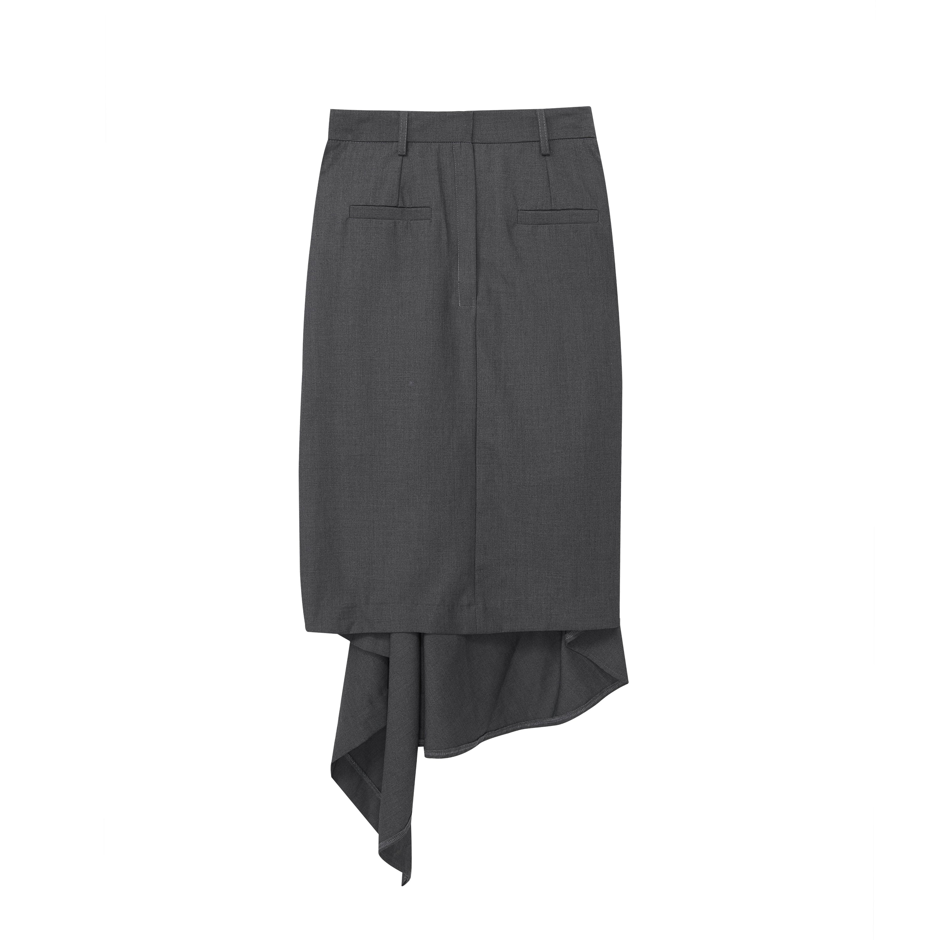 Black Structured Pleated Skirt