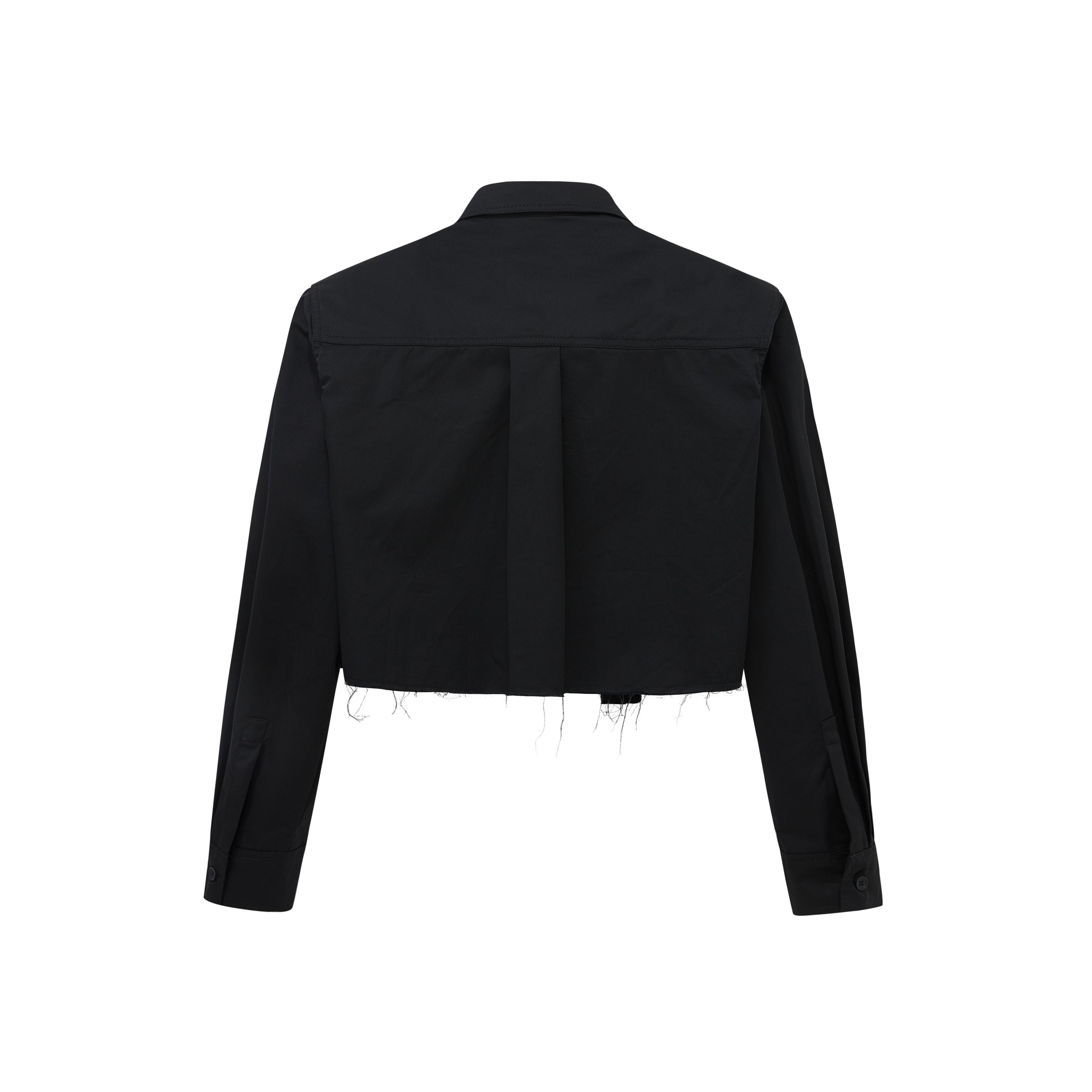 Black Deconstructed Cropped Shirt