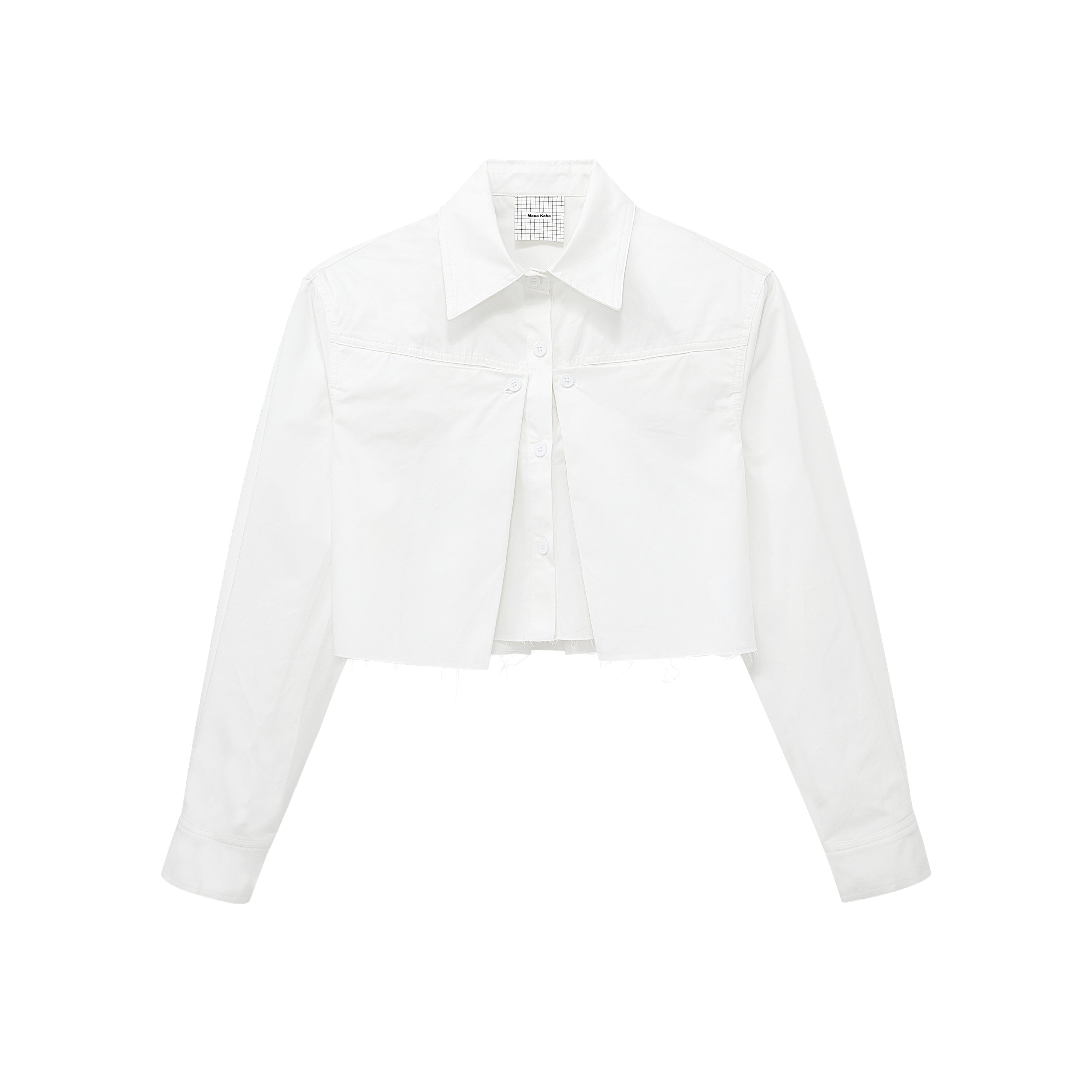 White Deconstructed Cropped Shirt