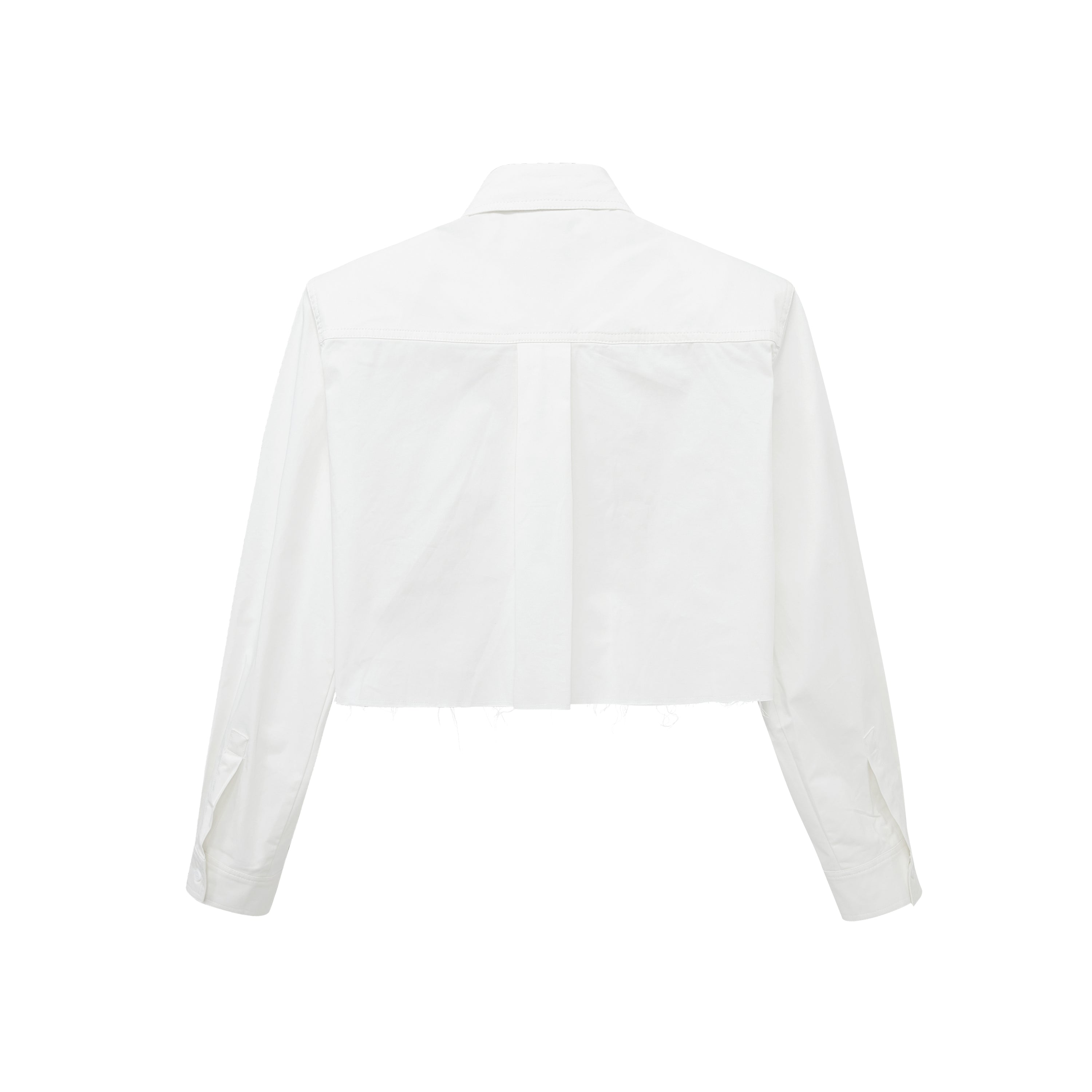 White Deconstructed Cropped Shirt