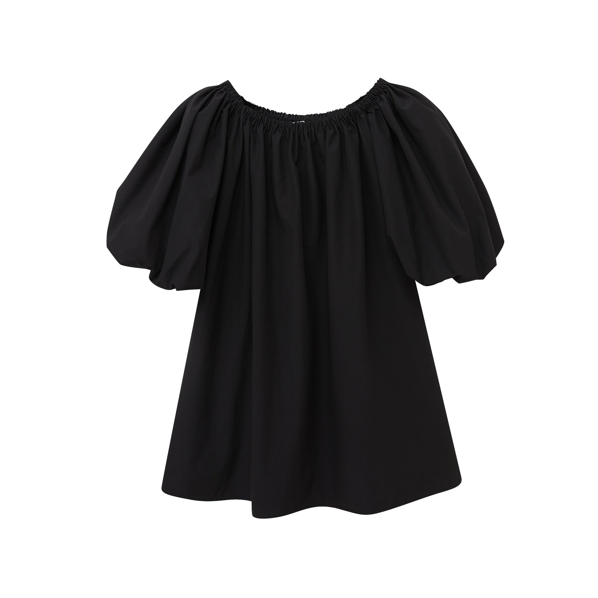 Maca Kaka Black Off-Shoulder Lantern Sleeve Dress | MADA IN CHINA