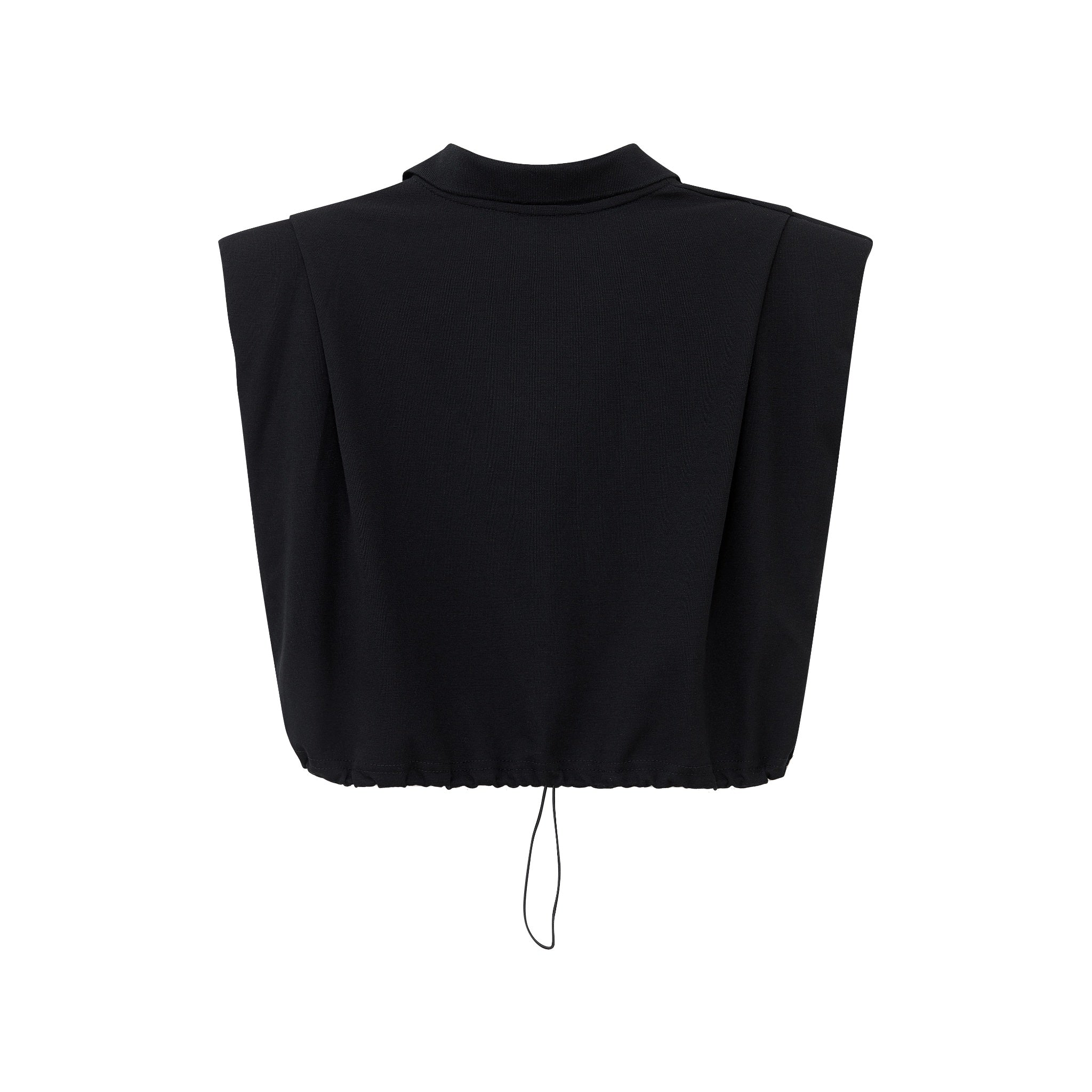 Maca Kaka Black Shoulder Pad Polo Sleeveless Top | MADA IN CHINA