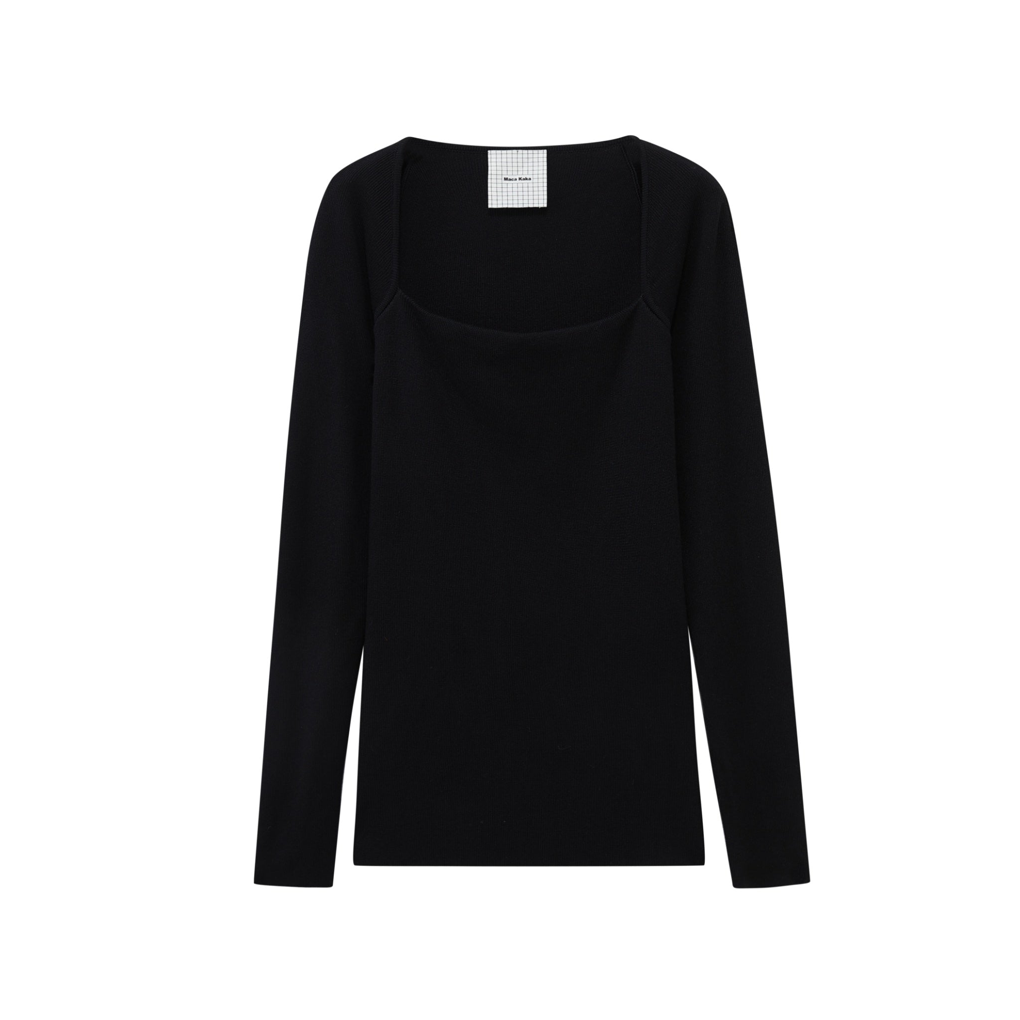 Maca Kaka Black Square Neck Knit Top | MADA IN CHINA