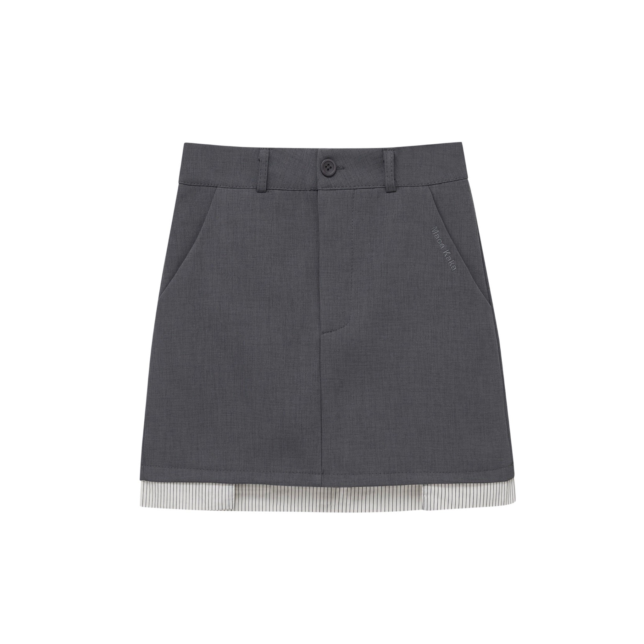 Maca Kaka Grey Patchwork striped culottes | MADA IN CHINA