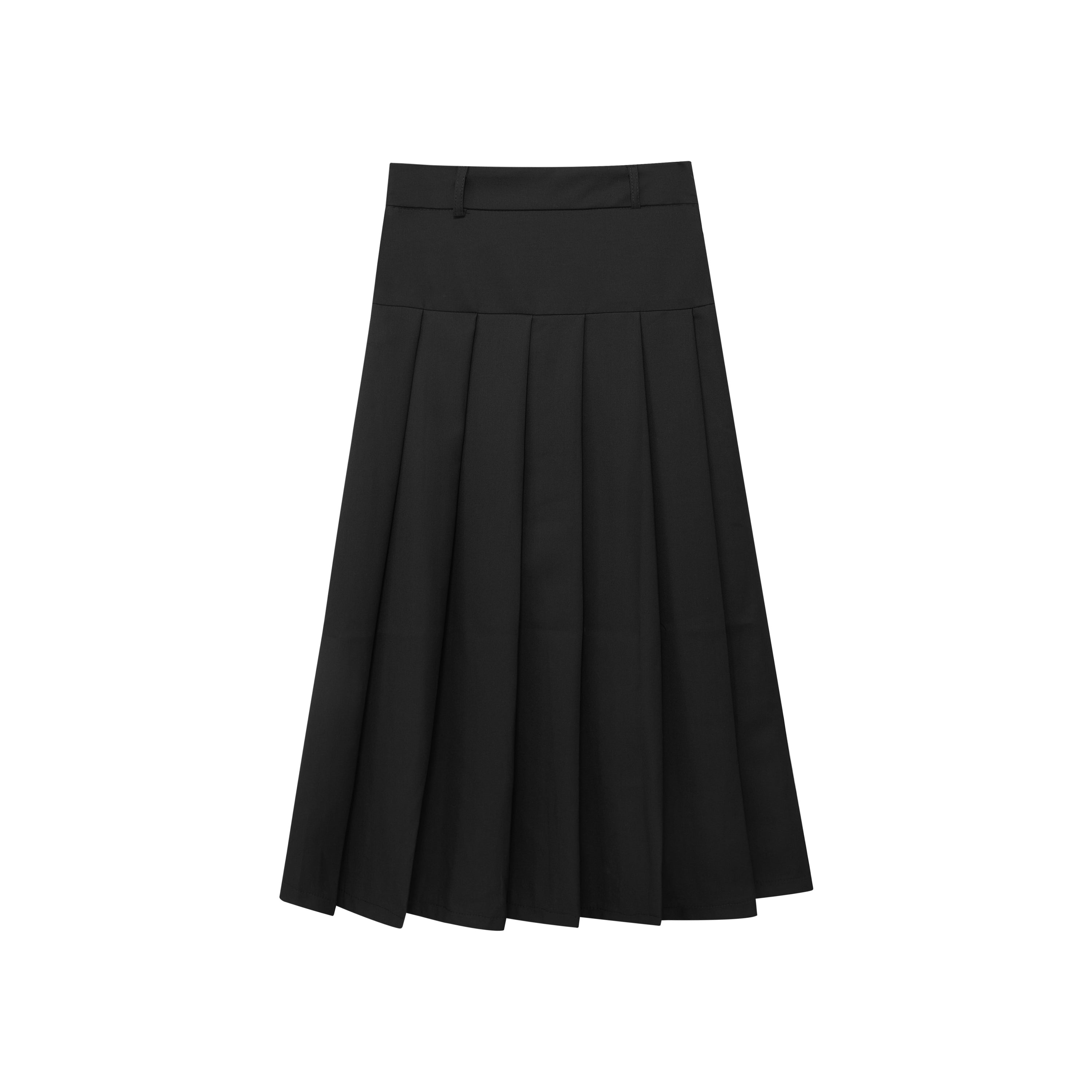 Black Pleated Long Skirt