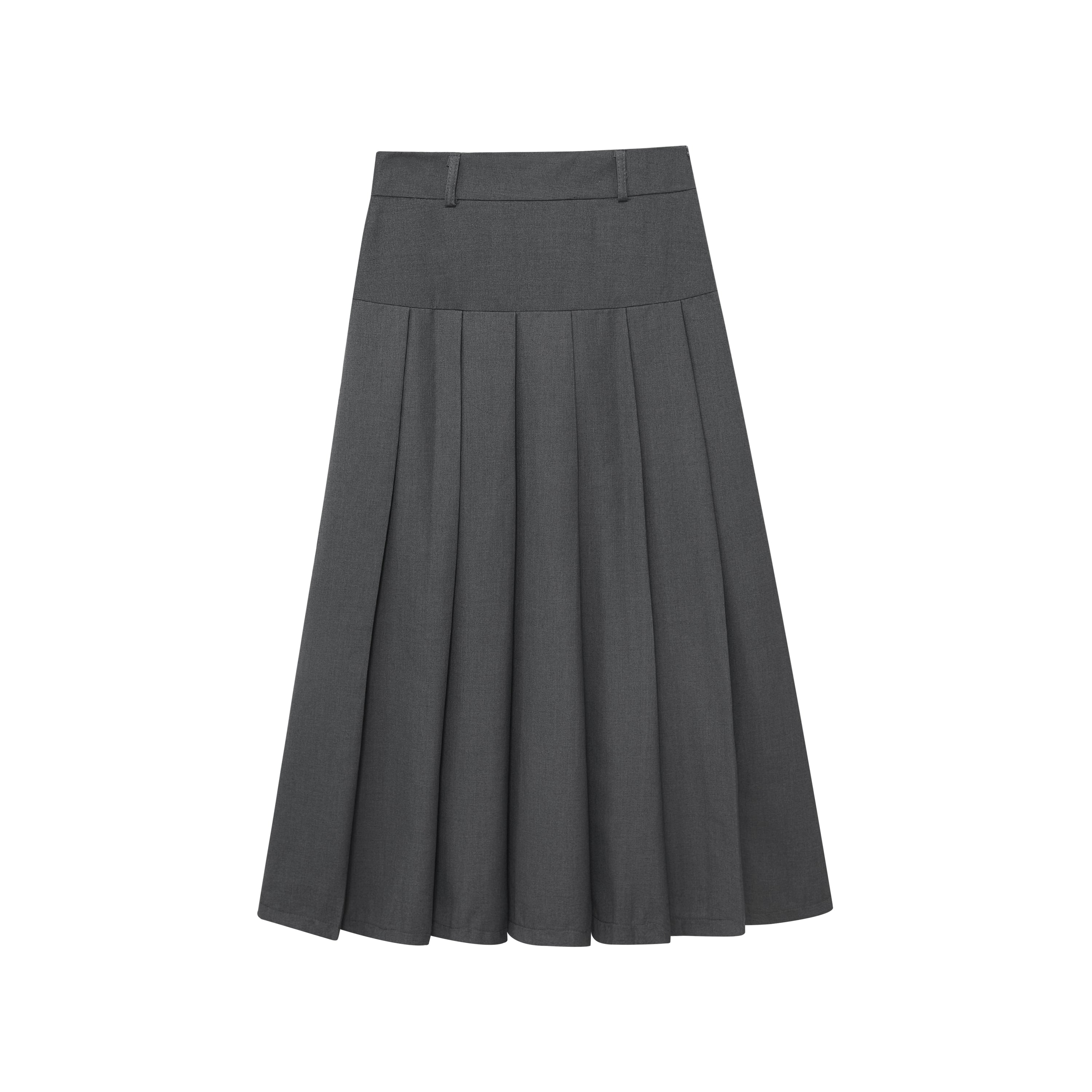 Grey Pleated Long Skirt