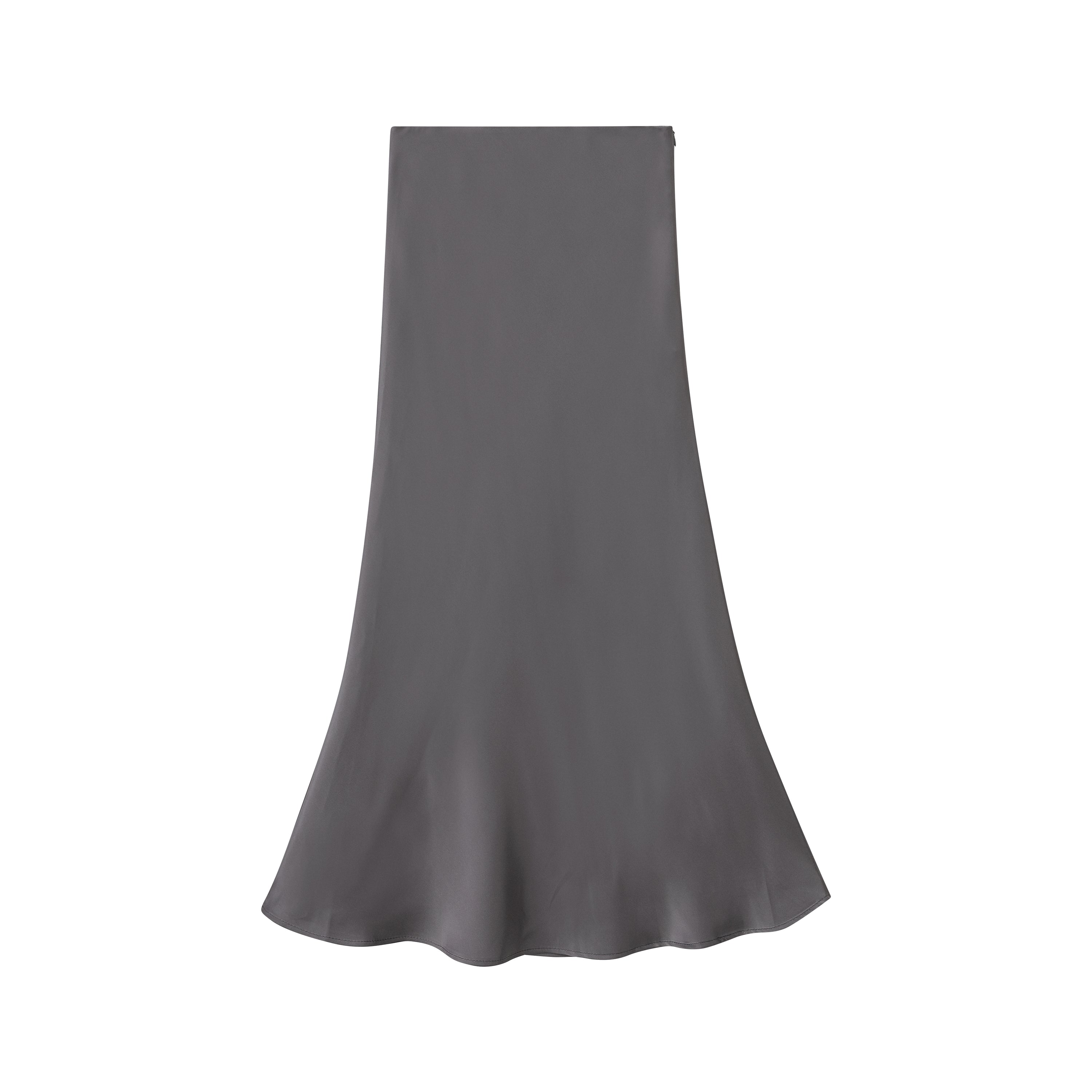 Grey Satin Long Skirt