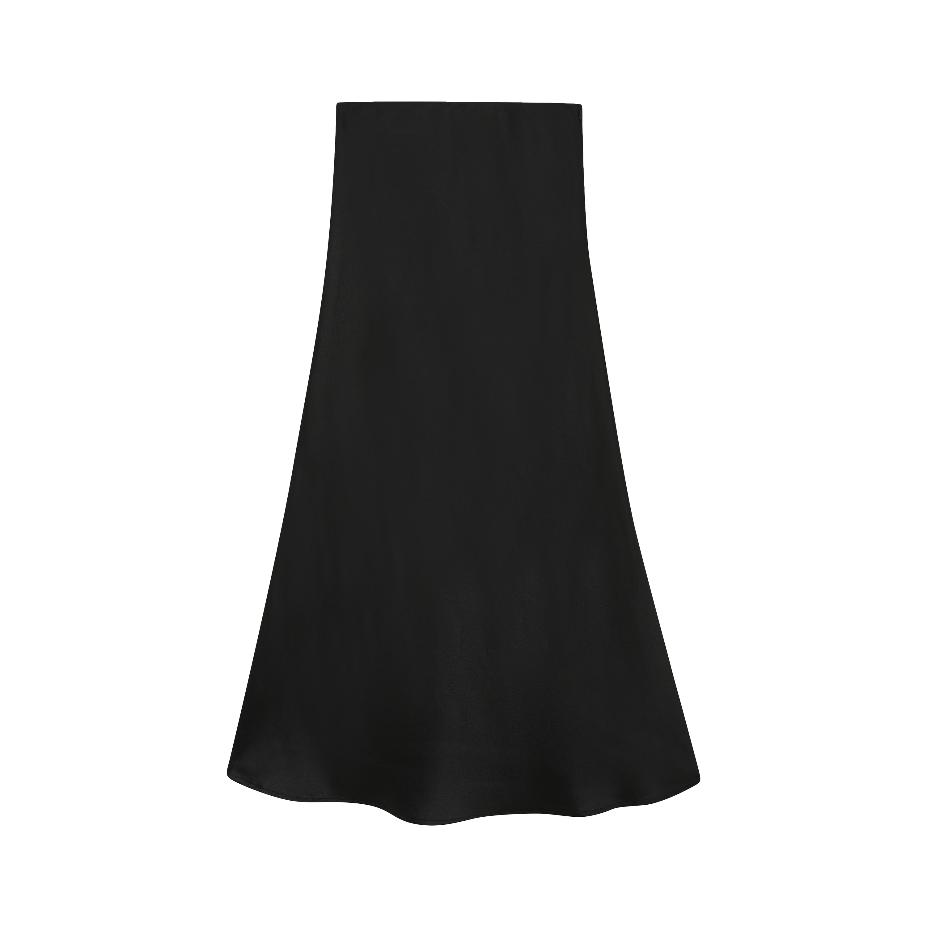 Black Satin Long Skirt