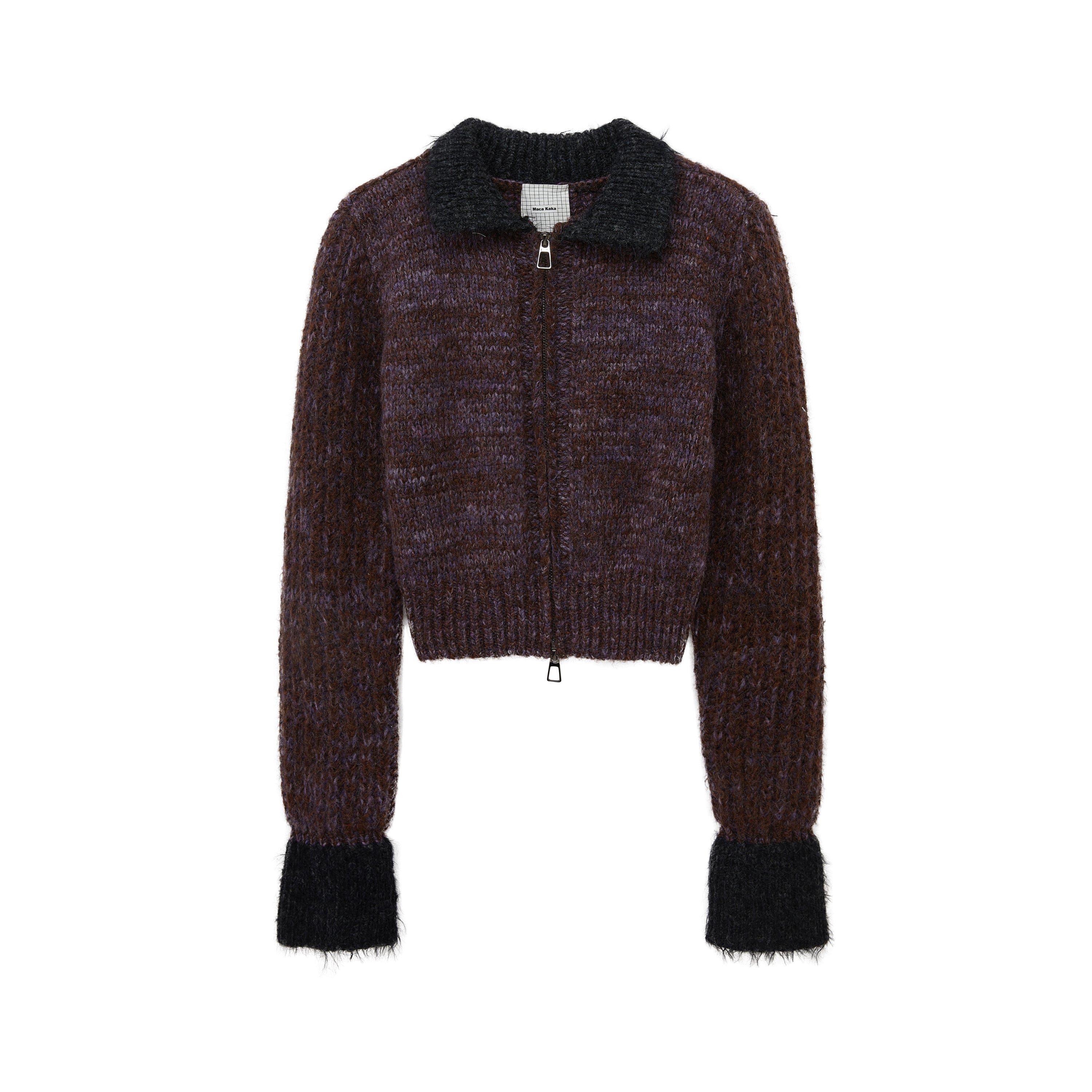 Lapel Color-Block Knitted Jacket