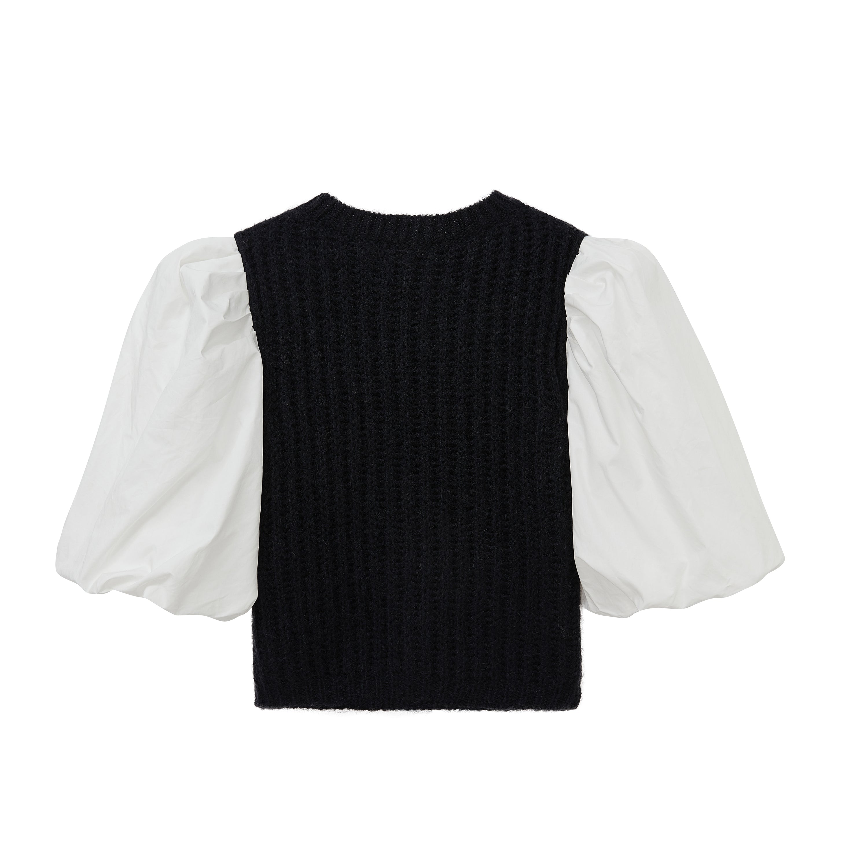 Black Bud Sleeve Knit Top