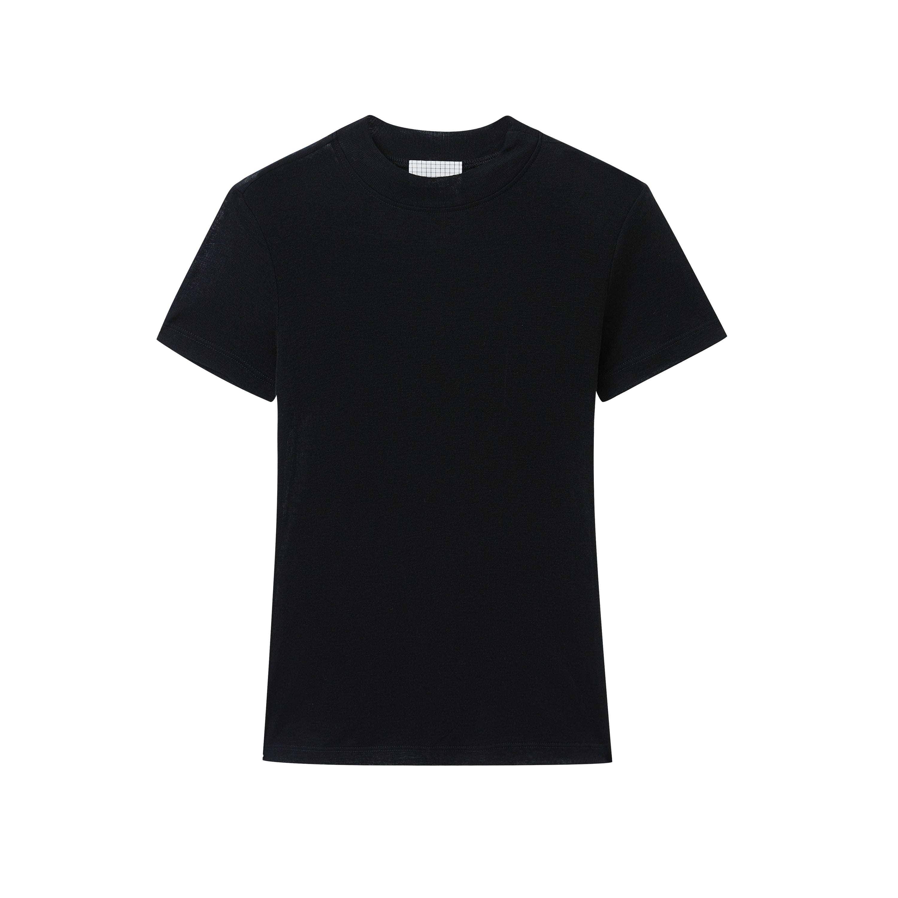 Black Wool Short-sleeved Top