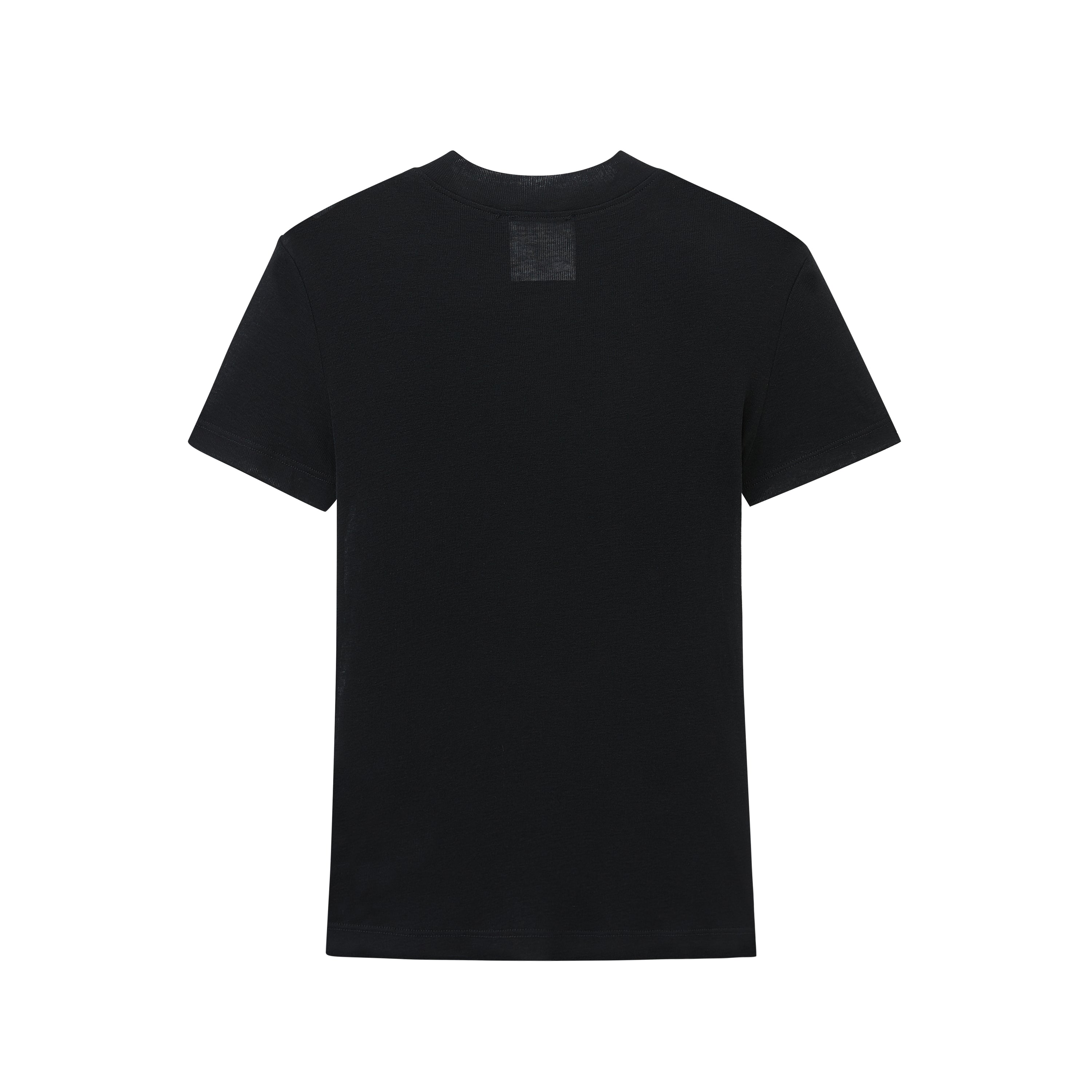 Black Wool Short-sleeved Top