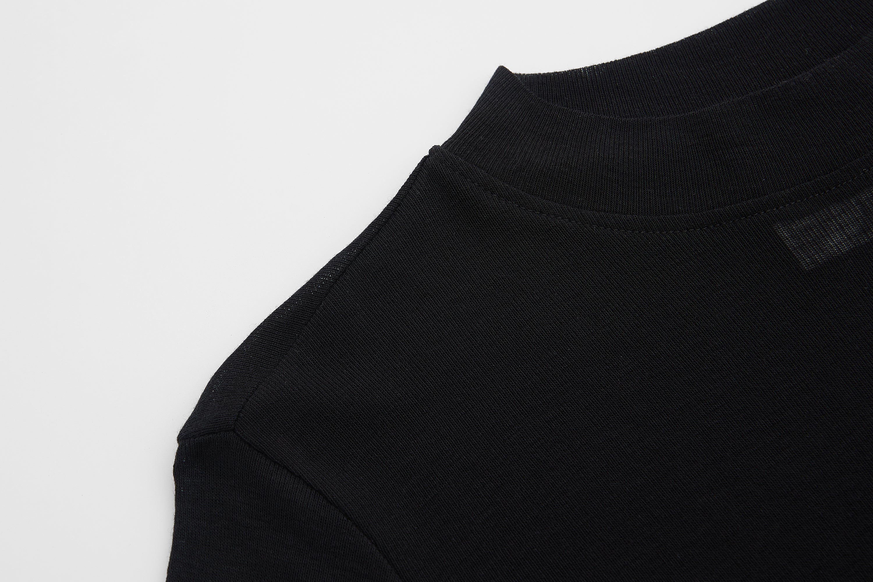 Black Wool Short-sleeved Top