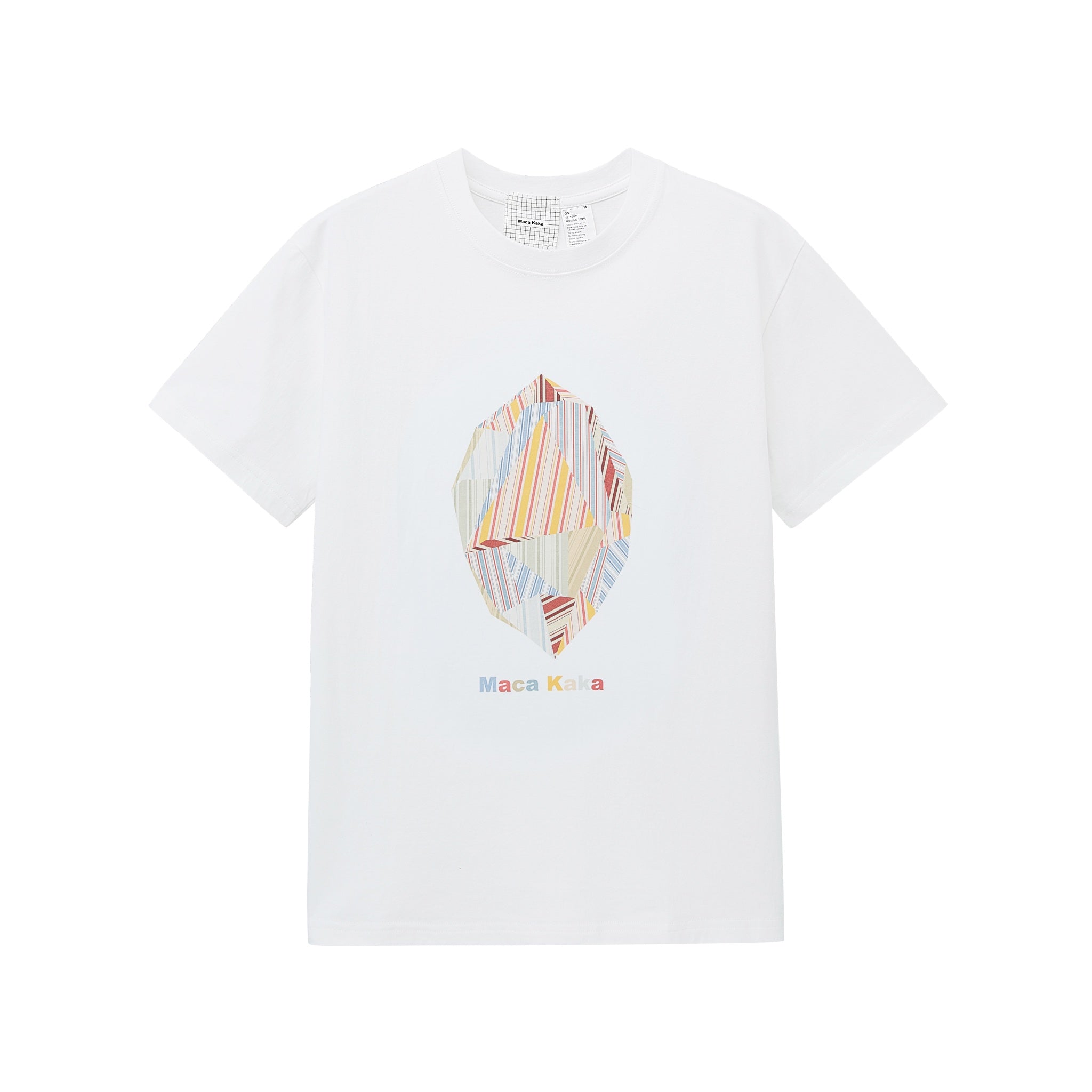 Maca Kaka White Striped Puzzle Ore T-Shirt | MADA IN CHINA